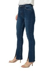 Paçası Yırtmaçlı Skinny Kot Pantolon Koyu Mavi