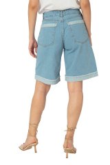 Duble Paça Kot Şort Denim Bermuda