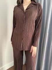 Saten Fitilli Gömlek Pantolon Takım